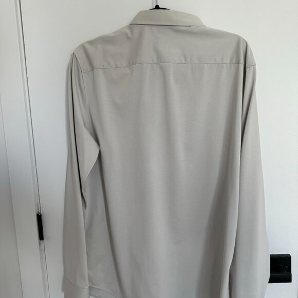 Theory Light Grey Button Up Dress Shirt Large Stretch Long Sleeve - Picture 4 of 4